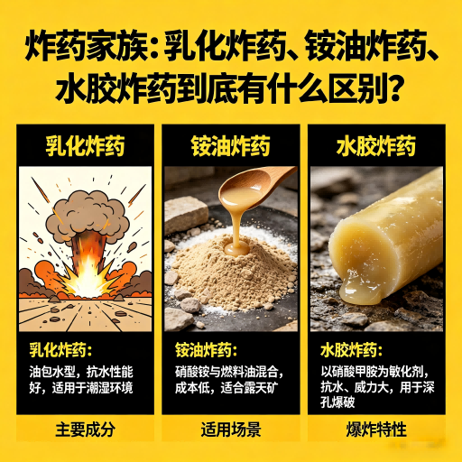 南山炸药家族：乳化炸药、铵油炸药、水胶炸药到底有什么区别？